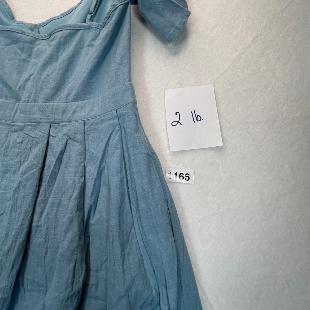 Lulus Midi Dress M Blue Peasant Milkmaid NWT Cottagecore Ruffle Boho Cotton - Picture 11 of 11